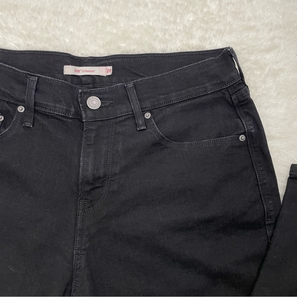 Levis 505 straight leg mid rise black womens jeans - Picture 4 of 5